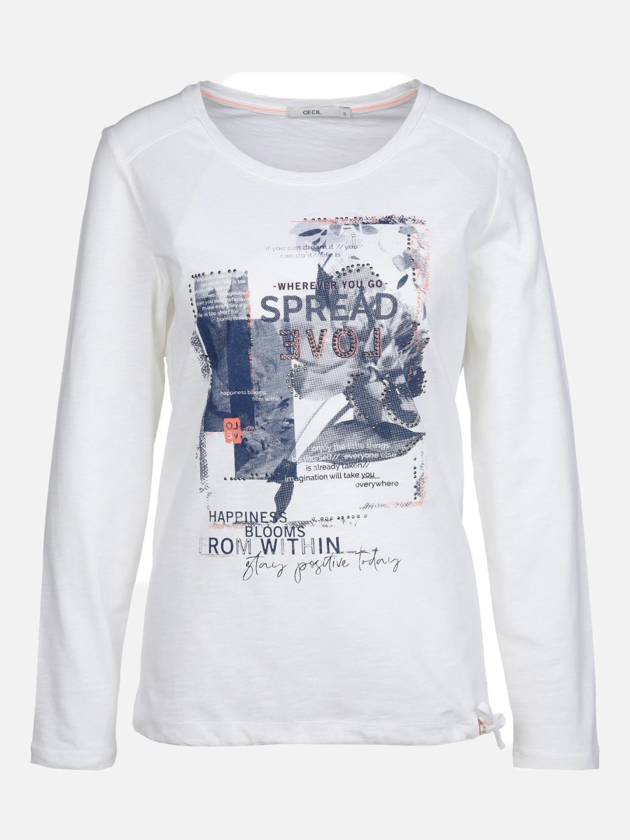 Frauen Cecil Shirts & Tops | Damen Shirt Mit Print Und Glitzersteinchen