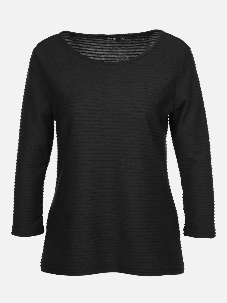 Frauen Sure Shirts & Tops | Damen Struktur Shirt Mit 3/4 Arm