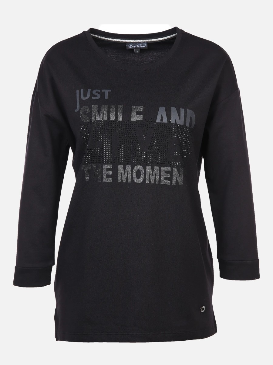 Frauen Lisa Tossa Shirts & Tops | Damen Shirt Mit Glitzersteinchen Und Glitzerprint