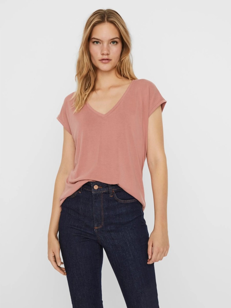 Frauen Vero Moda Shirts & Tops | Vero Moda Vmfilli Ss V-Neck Tee T-Shirt