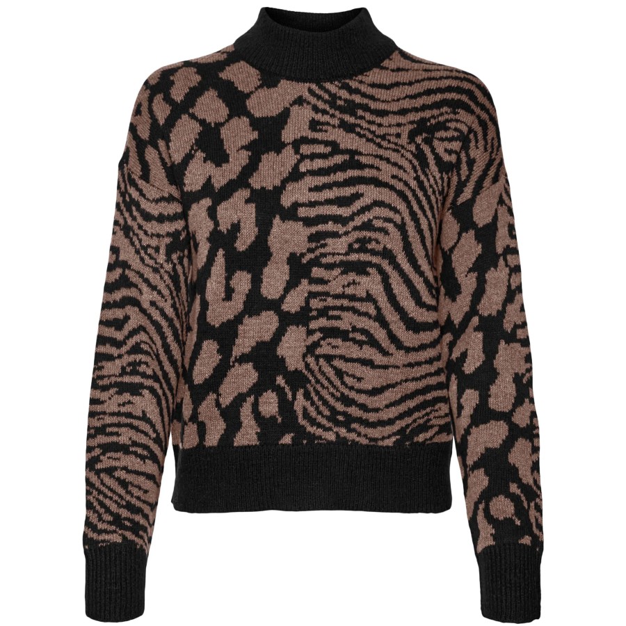 Frauen Vero Moda Pullover & Cardigans | Vero Moda Vmvera Animal Ls High Strickpullover