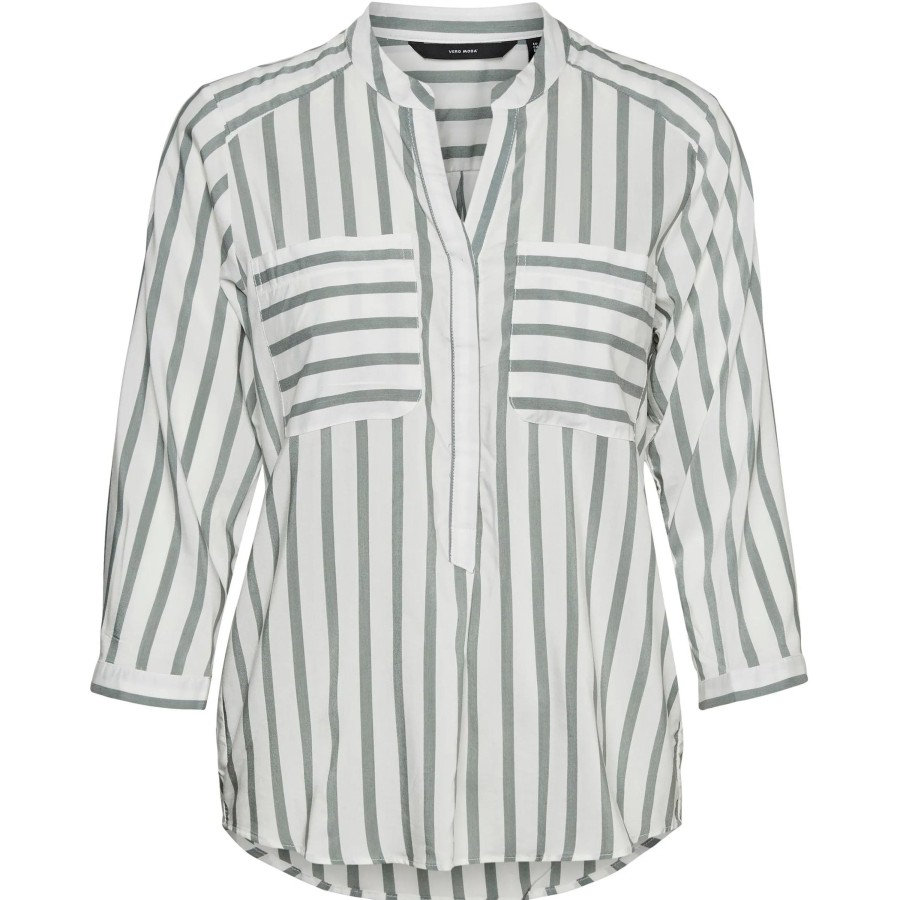 Frauen Vero Moda Blusen | Vero Moda Vmerika Stripe 3/4 Sh Bluse