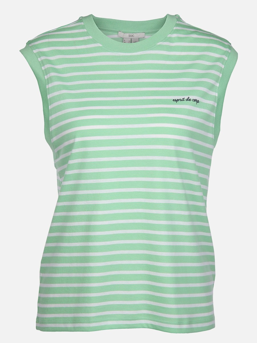 Frauen edc Shirts & Tops | Damen Tanktop Im Streifendessin