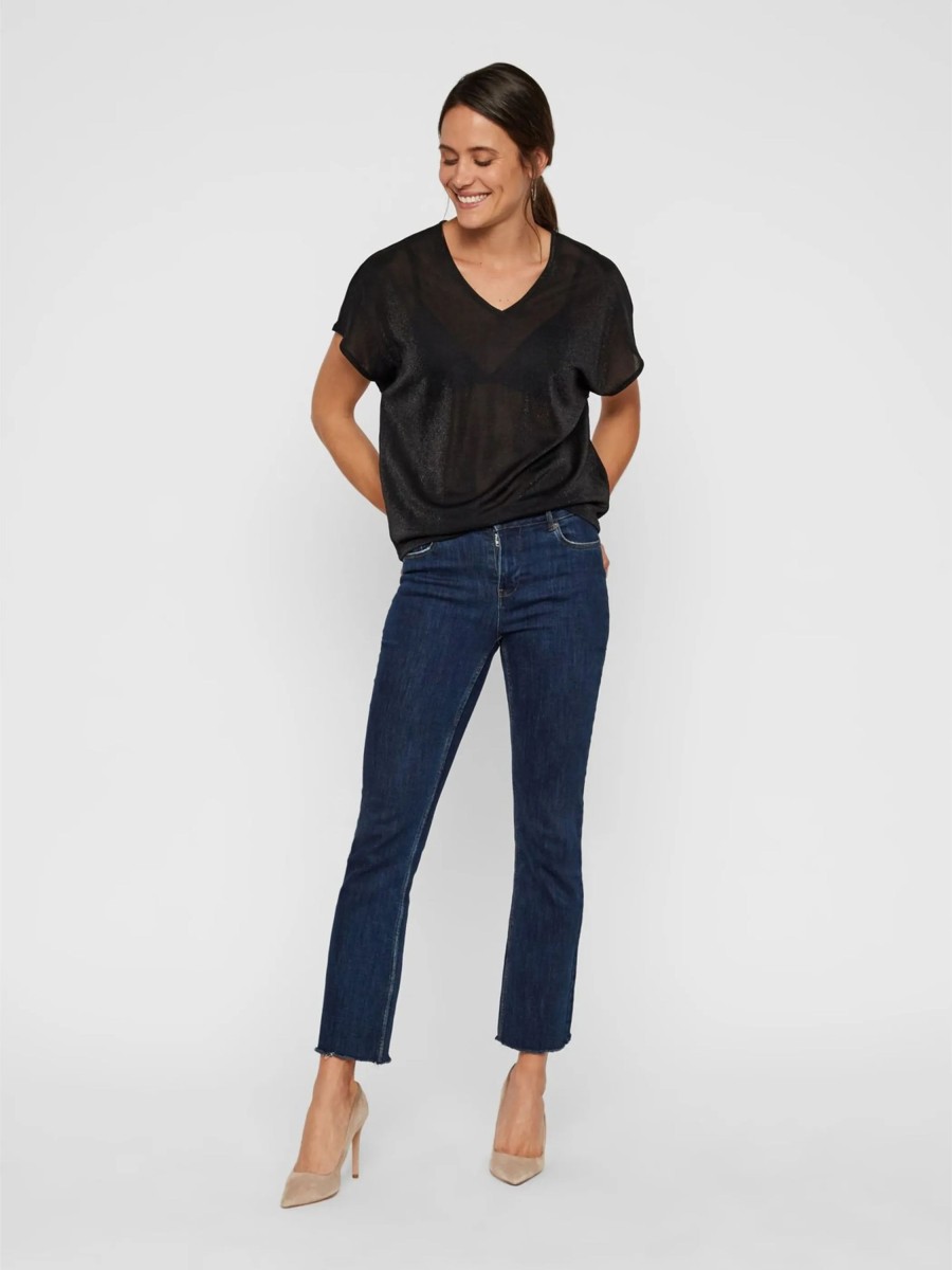 Frauen Vero Moda Shirts & Tops | Vero Moda Vmdenise Ss V-Neck To Glitzershirt