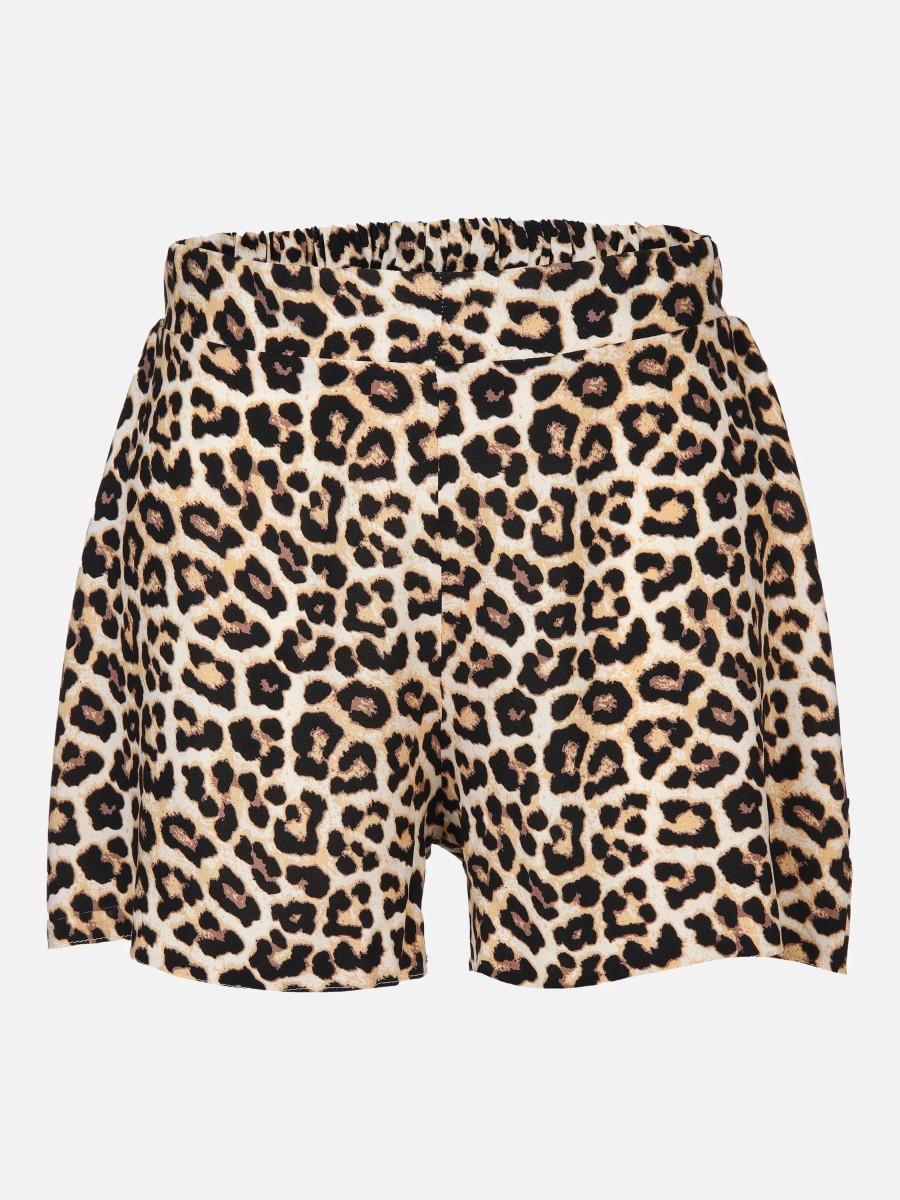 Frauen IX-O Hosen | Damen Highwaist Shorts Mit Leoprint