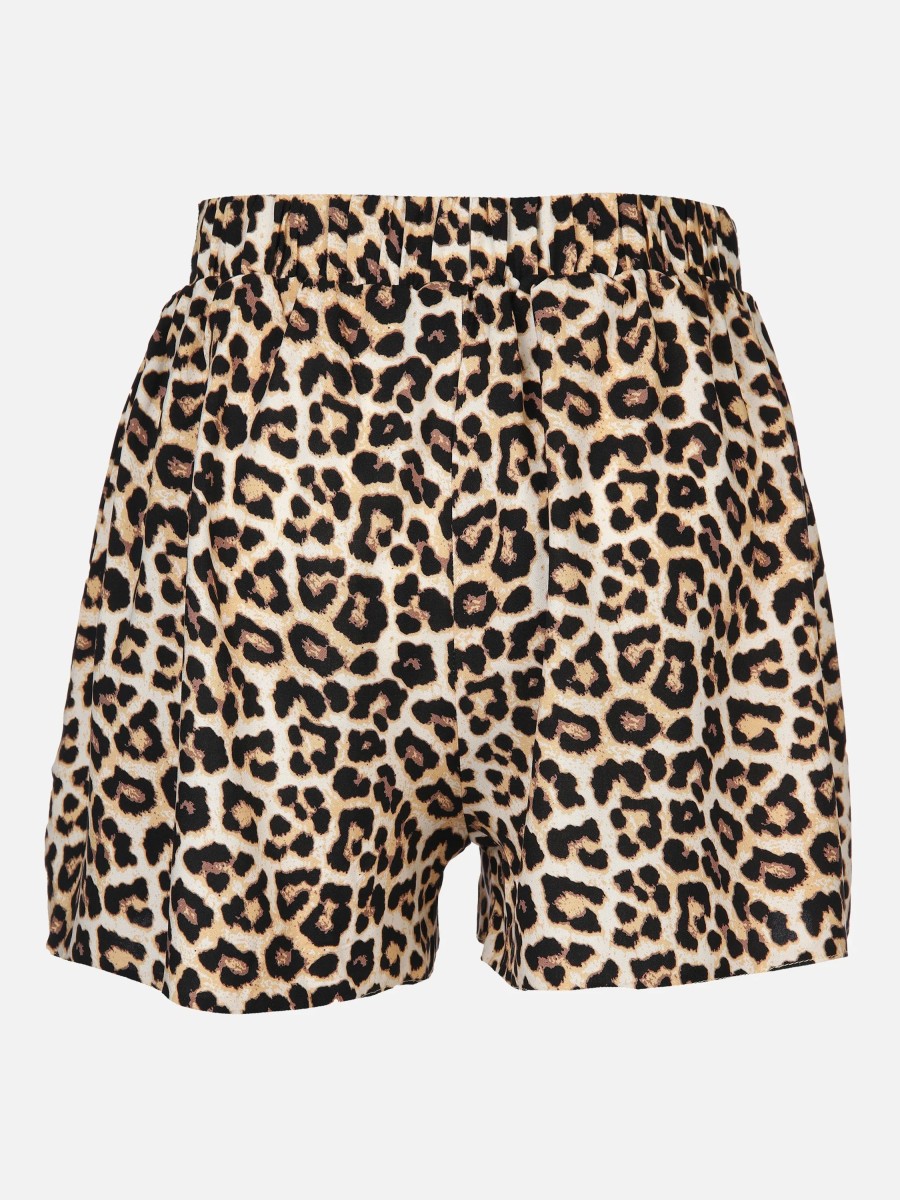 Frauen IX-O Hosen | Damen Highwaist Shorts Mit Leoprint