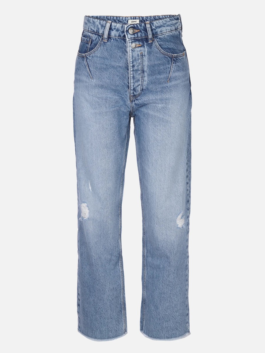 Frauen Esprit Hosen | Damen Jeans "Dad Fit" Mit Abnutzungsdetails