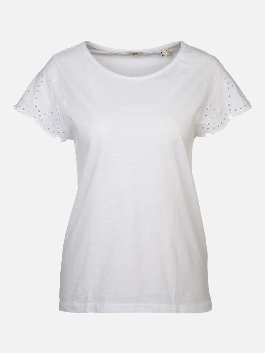 Frauen Esprit Shirts & Tops | Damen Shirt Mit Lochstickerei An Den Armeln