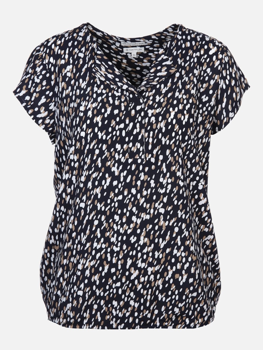 Frauen Tom Tailor Blusen | Damen Blusenshirt Im Minimalprint