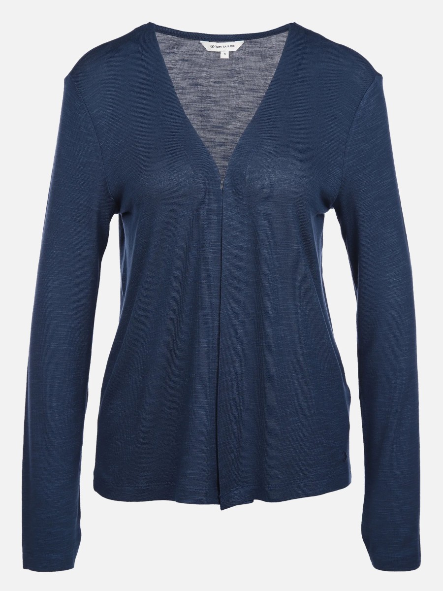 Frauen Tom Tailor Shirts & Tops | Damen Shirtcardigan In Fein Melierter Optik