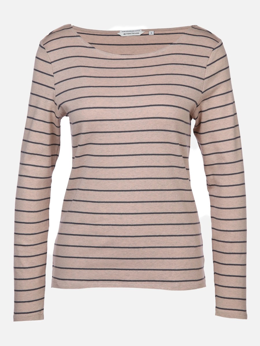 Frauen Tom Tailor Shirts & Tops | Damen Longsleeve Im Streifenlook