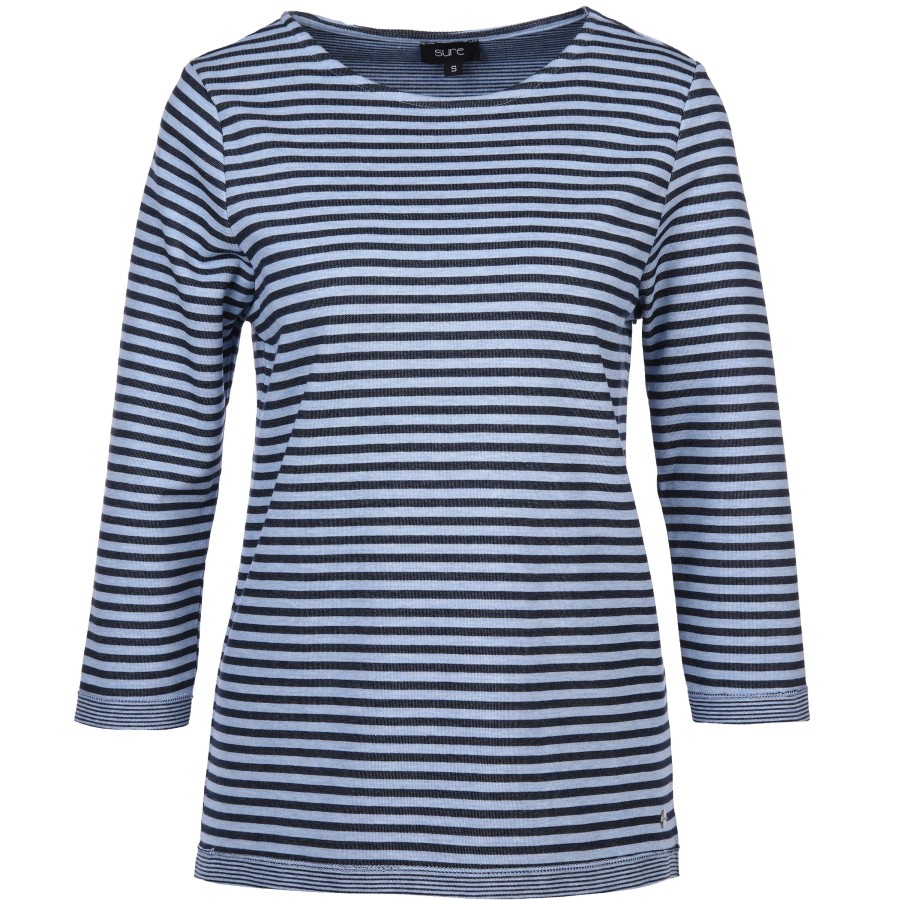 Frauen Sure Shirts & Tops | Damen Streifenshirt Mit 3/4 Arm