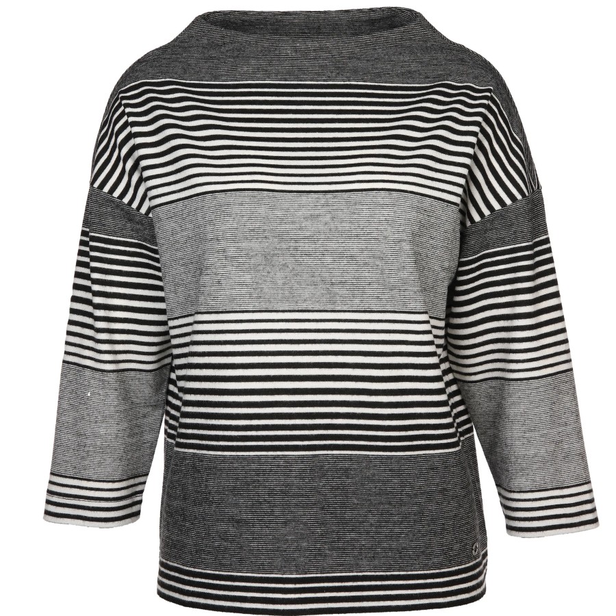 Frauen Lisa Tossa Shirts & Tops | Damen Flauschshirt Mit Ringelmuster Und 7/8 Armeln