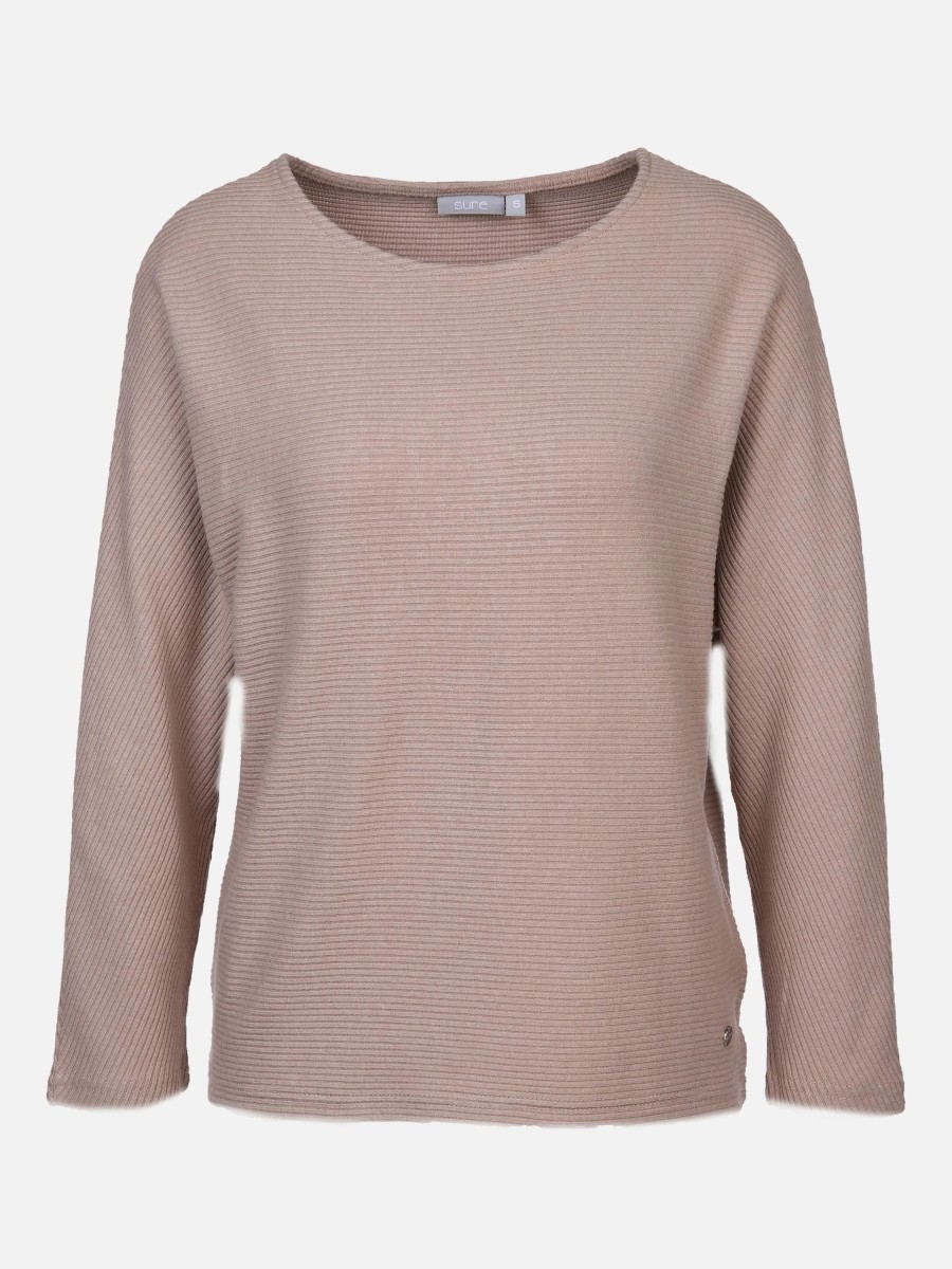 Frauen Sure Pullover & Cardigans | Damen Fledermausshirt In Rippoptik