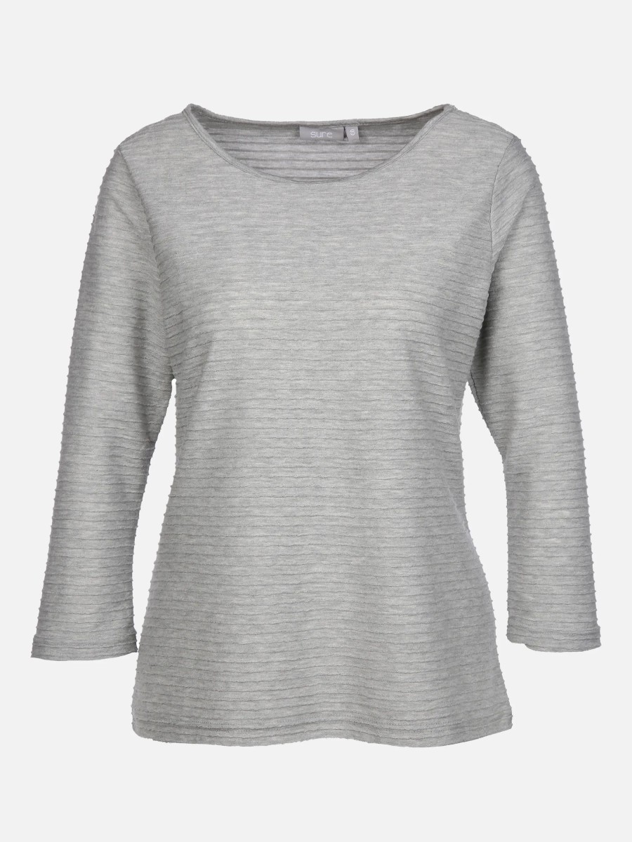 Frauen Sure Shirts & Tops | Damen Struktur Shirt Mit 3/4 Arm