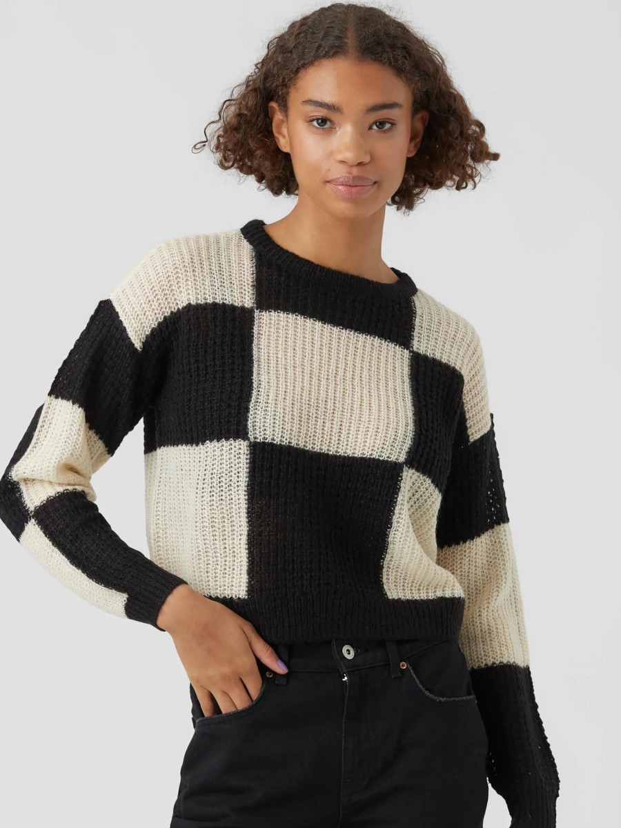 Frauen Vero Moda Pullover & Cardigans | Vero Moda Vmtaka Ls O-Neck Chec Strickpullover