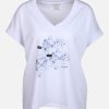 Frauen edc Shirts & Tops | Damen Shirt Mit Frontprint Und V-Ausschnitt