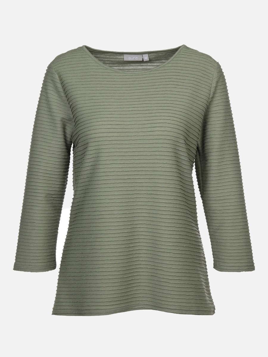 Frauen Sure Shirts & Tops | Damen Strukturshirt Mit 3/4 Arm