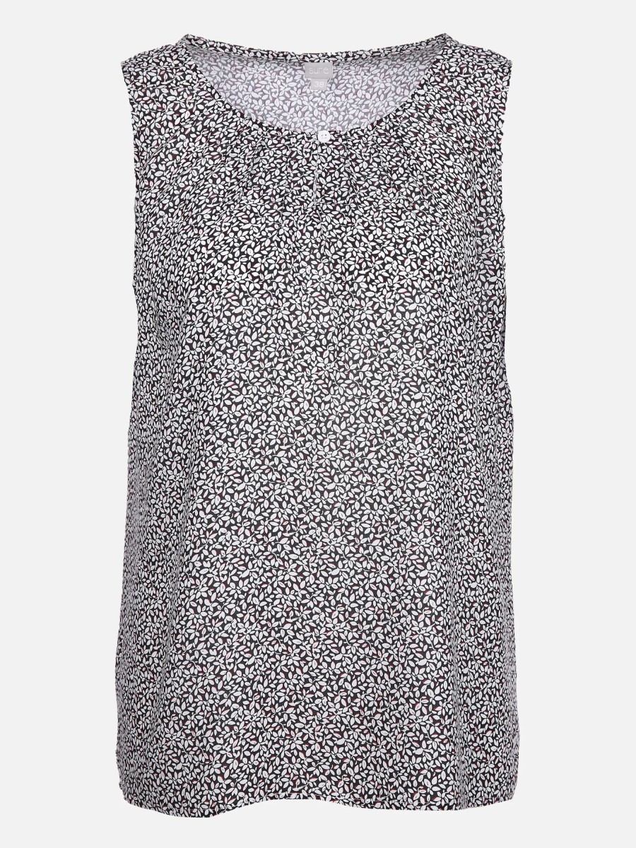 Frauen Sure Blusen | Damen Top Mit Knopfchen Am Ausschnitt Und Minimalprint