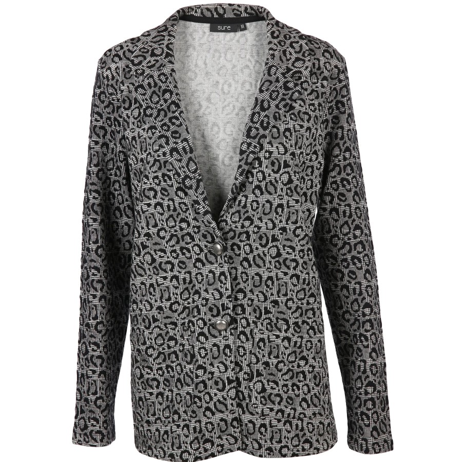 Frauen Sure Jacken & Mantel | Damen Jersey Blazer Mit Glencheck Animal Print