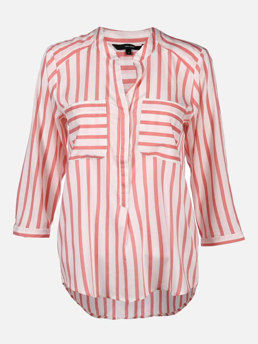 Frauen Vero Moda Blusen | Vero Moda Vmerika Stripe 3/4 Sh Bluse Mit 3/4 Arm