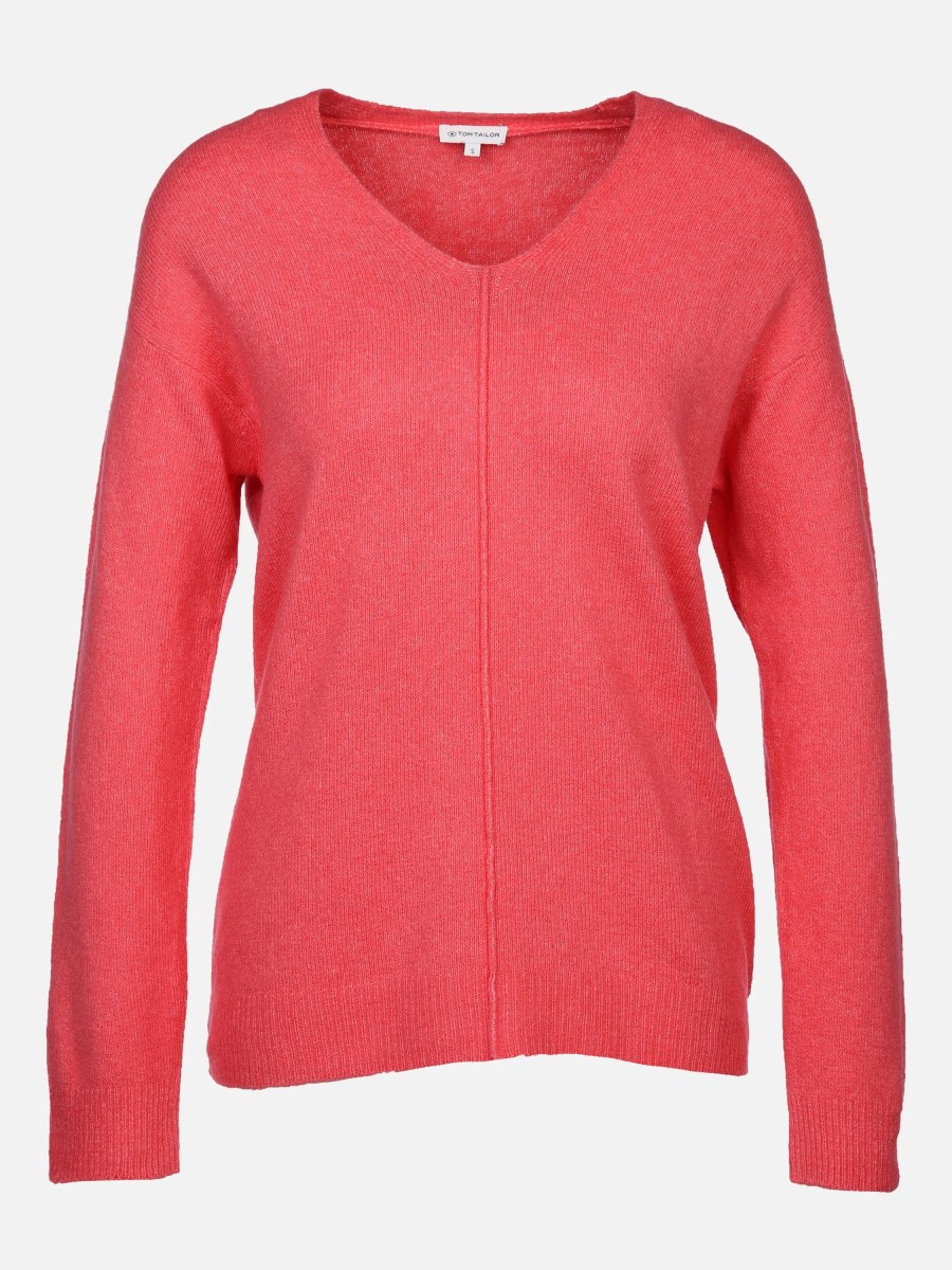 Frauen Tom Tailor Pullover & Cardigans | Damen Strickpullover Mit V-Ausschnitt