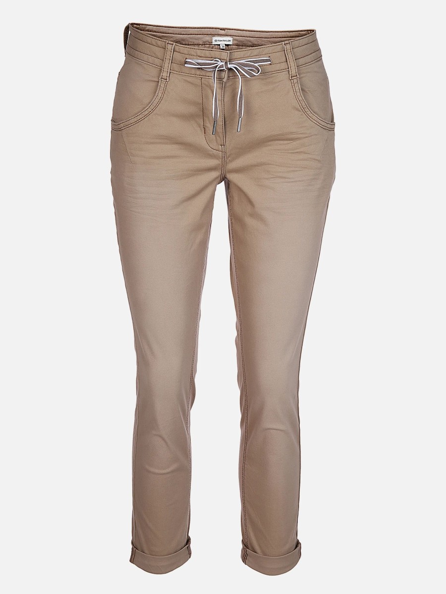 Frauen Tom Tailor Hosen | Damen Hose Mit Mit Kordelzug In Der Taille