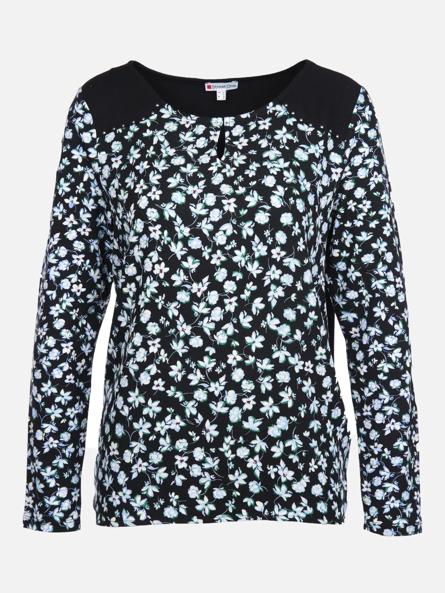 Frauen Street One Shirts & Tops | Damen Shirt Mit Blumenprint Und Nieten