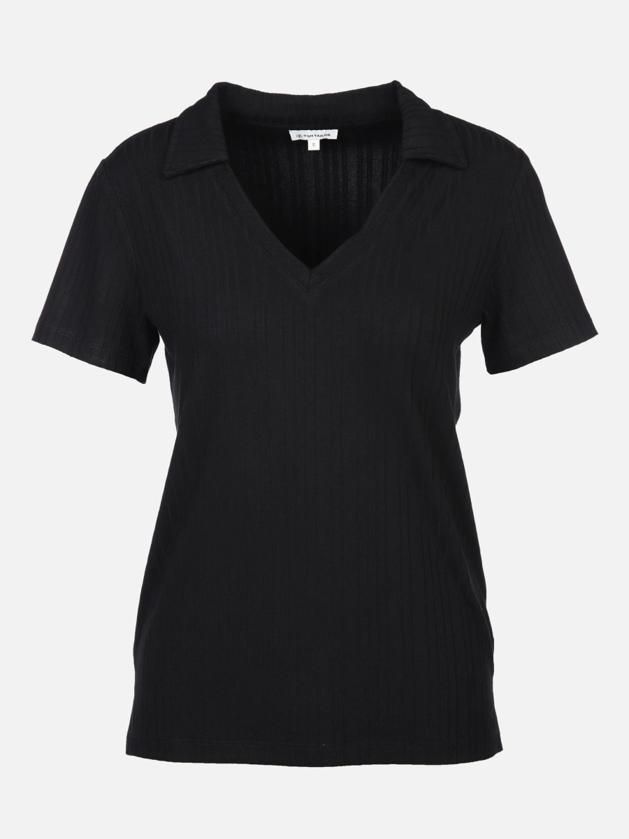 Frauen Tom Tailor Shirts & Tops | Damen T-Shirt Mit Polokragen