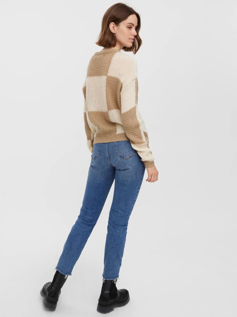 Frauen Vero Moda Pullover & Cardigans | Vero Moda Vmtaka Ls O-Neck Chec Strickpullover